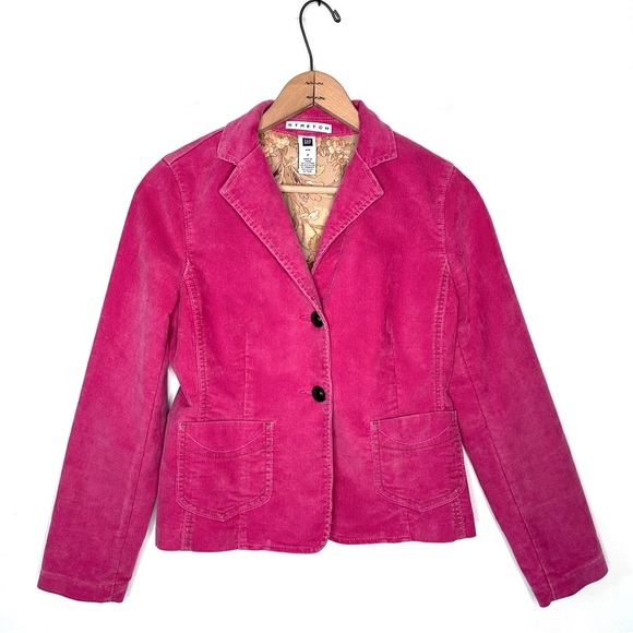 Gap | Stretch Pink 2 Button Corduroy Blazer Y2K Size 2 - Picture 1 of 11